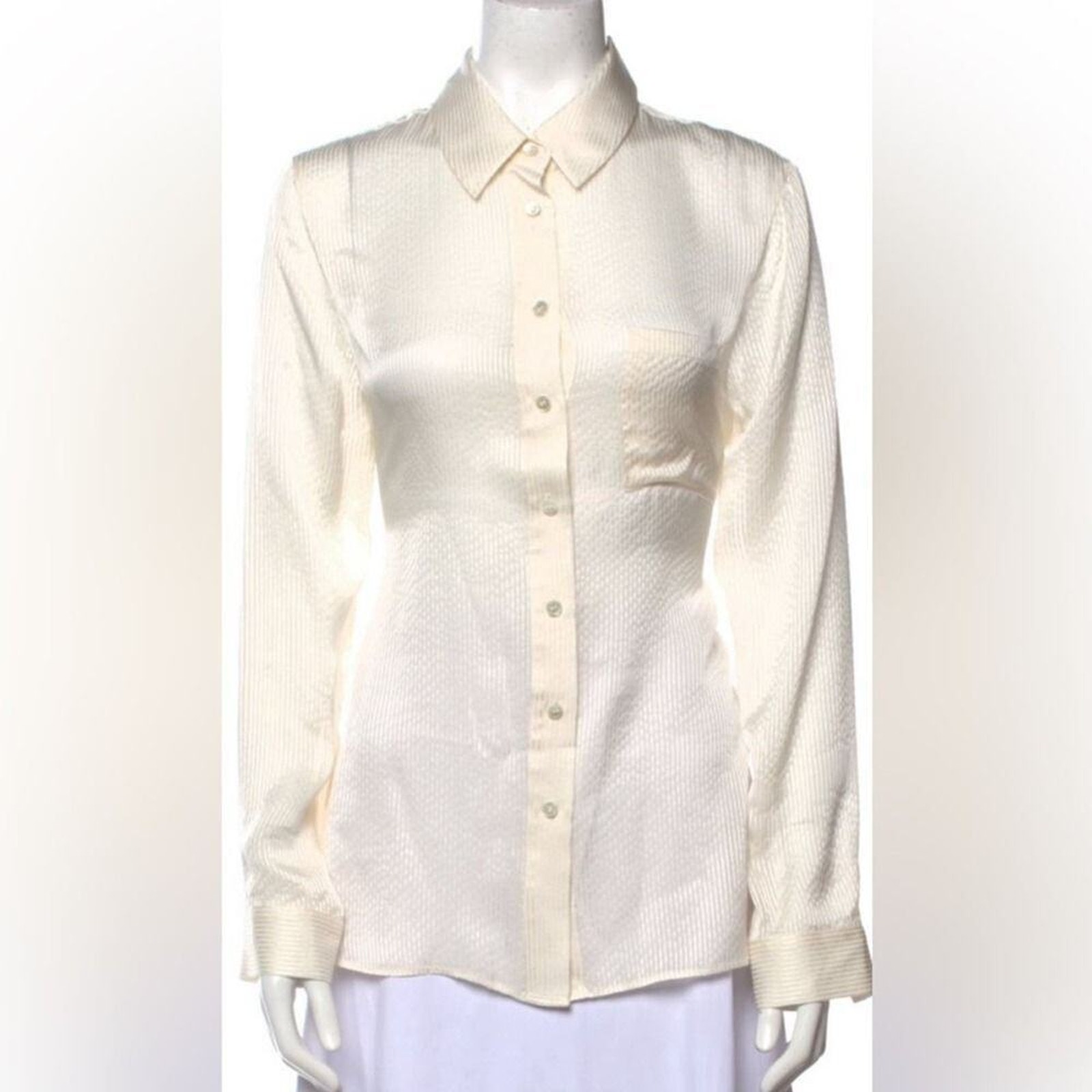 Jenni Kane Neutral Long Sleeve Button Up Top Size L